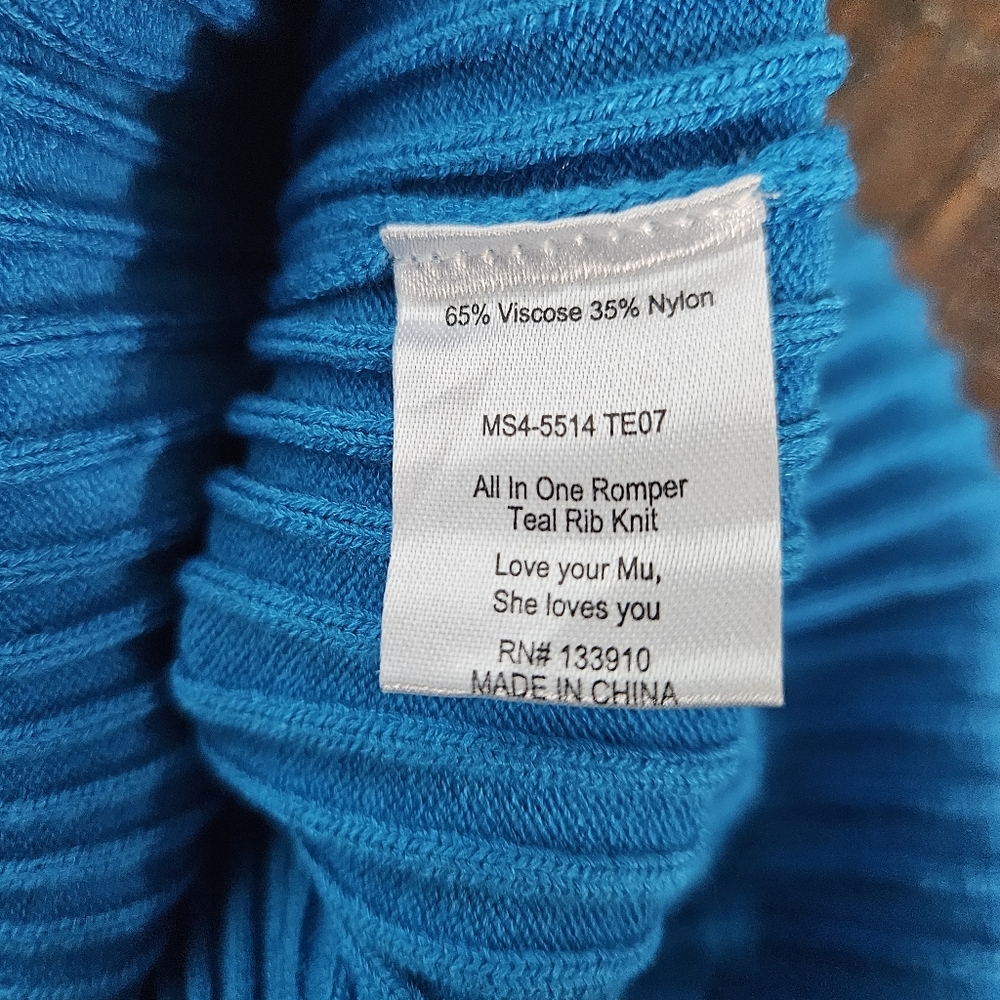 Show Me‎ Your Mumu All in One Romper Teal Rib Knit Small Zip Front Sleeveless - Picture 8 of 9